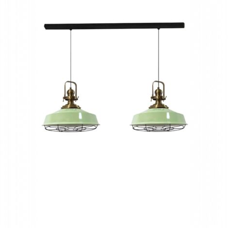 bamyum Asletl Suspension Luminaire Industrielle Rétro en Metal Lot de 2, Lustre de Salon Vintage, Éclairage de Plafond pour Chambre, Cuisine, Lampe Suspendue Vert Menthe (1/2)