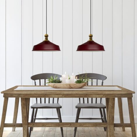 bamyum Asletl Suspension Luminaire Industrielle Rétro en Metal Lot de 2, Lustre de Salon Vintage, Éclairage de Plafond pour Chambre, Cuisine, Lampe Suspendue Bordeaux (1/3)