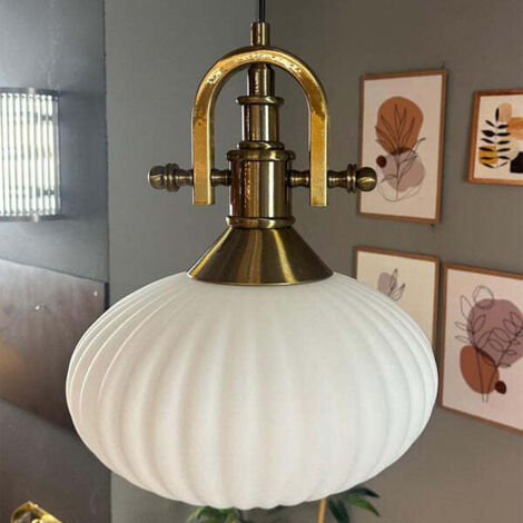 Bamyum Elegant Suspension Luminaire Verre Rétro en Metal de 30 cm, Lustre de Salon Vintage, Éclairage de Plafond pour Chambre et Cuisine (1/5)