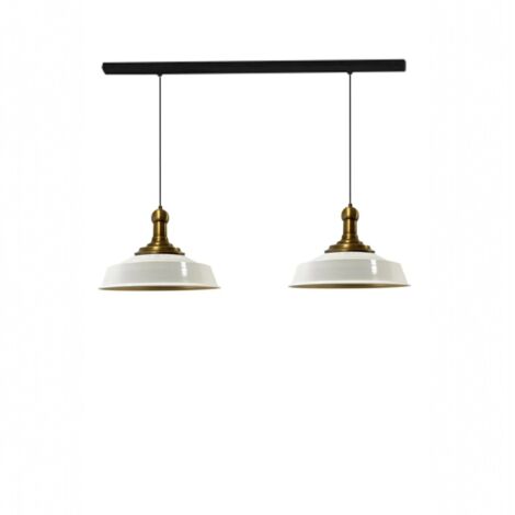 bamyum Asletl Suspension Luminaire Industrielle Rétro en Metal Lot de 2, Lustre de Salon Vintage, Éclairage de Plafond pour Chambre, Cuisine, Lampe Suspendue Blanc (1/2)