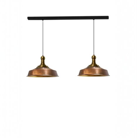 bamyum Asletl Suspension Luminaire Industrielle Rétro en Metal Lot de 2, Lustre de Salon Vintage, Éclairage de Plafond pour Chambre, Cuisine, Lampe Suspendue Tono Cuivre (1/2)