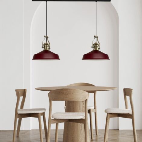 bamyum Asletl Suspension Luminaire Industrielle Rétro en Metal Lot de 2, Lustre de Salon Vintage, Éclairage de Plafond pour Chambre, Cuisine, Lampe Suspendue Bordeaux (1/3)