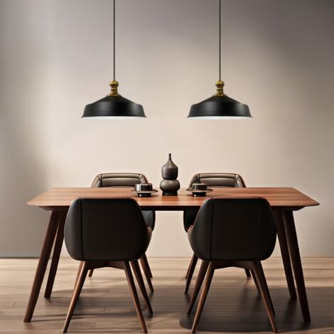 bamyum Asletl Suspension Luminaire Industrielle Rétro en Metal Lot de 2, Lustre de Salon Vintage, Éclairage de Plafond pour Chambre, Cuisine, Lampe Suspendue Noir (1/3)