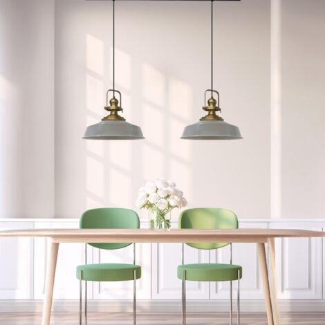 bamyum Asletl Suspension Luminaire Industrielle Rétro en Metal Lot de 2, Lustre de Salon Vintage, Éclairage de Plafond pour Chambre, Cuisine, Lampe Suspendue Gris (1/3)
