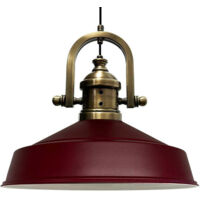Suspension Industrielle en Métal Bourgogne Peint à la Main – Lustre Vintage E27 Ø41 cm pour Salon, Chambre ou Salle à Manger
