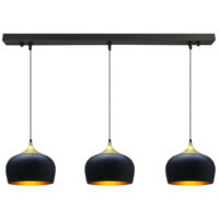 Lustre en Noir Métal à Triple Suspension – Lustre Vintage E27 Ø30 cm pour Salon, Chambre ou Salle à Manger
