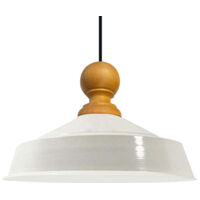 Suspension Industrielle en Métal Blanc Intérieur Blanc Peint à la Main – Lustre Vintage E27 Ø41 cm pour Salon, Chambre ou Salle à Manger