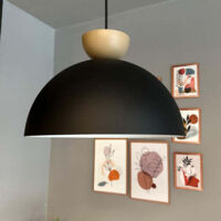 Yimpi Lustre Noir en Forme de Tête de Chapeau Beige, Lampe Suspendue Simple Pour Salon de Coiffure, Café, Pâtisserie Décorative