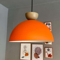 Yimpi Lustre Orange en Forme de Tête de Chapeau Beige, Lampe Suspendue Simple Pour Salon de Coiffure, Café, Pâtisserie Décorative