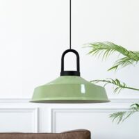 Suspension Luminaire Asletl-LockNoir Industrielle en Métal Vert Menthe Peint à la Main – Lustre Vintage E27 Ø40 cm pour Salon, Chambre ou Salle à Manger