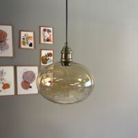 bamyum Solvia Suspension Luminaire Verre Rétro en Metal de 30 cm, Lustre de Salon Vintage, Éclairage de Plafond pour Chambre, Cuisine, Lampe Suspendue