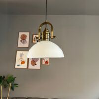 bamyum Perry Suspension Luminaire Verre Rétro en Metal de 30 cm, Lustre de Salon Vintage, Éclairage de Plafond pour Chambre, Cuisine, Lampe Suspendue