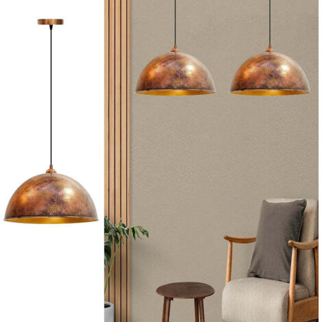 Yimpi Industrielle Doppel-Pendelleuchte aus Kupferfarbe Handbemaltem Metall – Vintage-Kronleuchter E27 Ø30 cm für Wohnzimmer, Schlafzimmer oder Esszimmer (1/5)