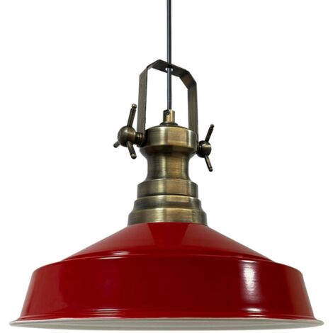 Handbemalte Industrielle Hängeleuchte aus Rot Metall – Vintage-Kronleuchter E27 Ø41 cm für Wohnzimmer, Schlafzimmer Oder Esszimmer (1/4)