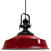 Handbemalte Industrielle Hängeleuchte aus Rot Metall – Vintage-Kronleuchter E27 Ø41 cm für Wohnzimmer, Schlafzimmer Oder Esszimmer