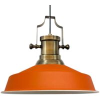 Handbemalte Industrielle Hängeleuchte aus Orange Metall – Vintage-Kronleuchter E27 Ø41 cm für Wohnzimmer, Schlafzimmer Oder Esszimmer
