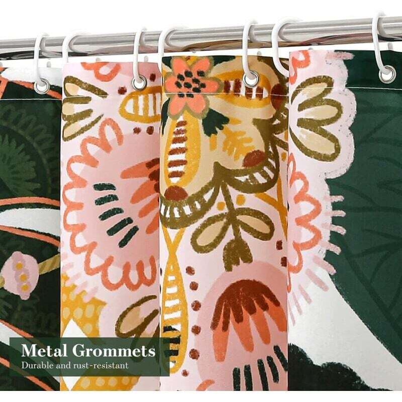 Rideau De Douche BSHAPPLUS 180x180 Cm - Polyester Imperméable - Motif Floral Aquarelle Bleu