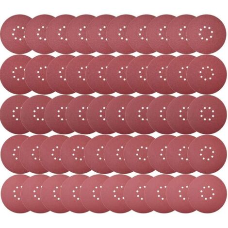 Disque Abrasif , Disques de Ponçage , Disque Abrasif 225mm 8 trous 50pcs Disques de ponçage 225mm 10X P40/60/80/120/240 Disques abrasifs auto-agrippants pour ponceuses à long cou (1/5)