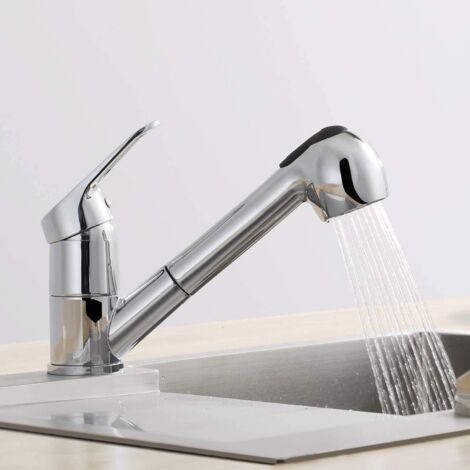 Union – Mitigeur de lavabo avec douchette extractible – Rotatif 360° – Mélangeur eau chaude/froide – Tête céramique – Installation facile (1/5)