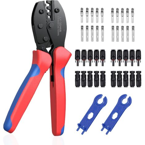 Pince à Sertir Solaire Kit Pour CâBle , Outils à Sertir Solaires Pour CâBl , Panneau Solaire 2.5/4.0/6.0mm²+20pcs Mc4 MâLe Connecteur CâBle De Panneau Solaire Femelle+1paire Connecteur De Solaire Mc4 (1/5)