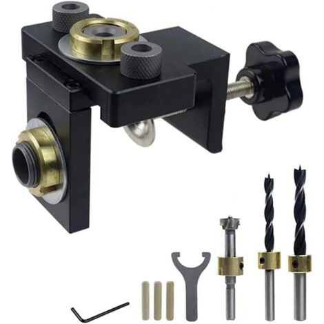 Kit de menuiserie, goujonnage kit de gabarit de trou de poche en bois perçage vertical localisateur détachable pour meubles connexion perforateur outils de menuiserie (1/4)