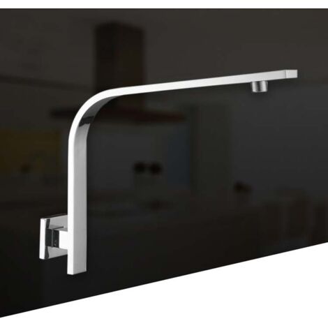 Bras De Douche Mural Noir, 40 Cm Bras De Douche Carré En Acier, Robuste
