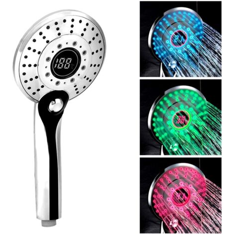 Douchette de Douche LED , Pommeau de Douche à LED , la température Douchette à Main avec Affichage de Température Digital Économie d'eau Douche 3 Modes (1/4)