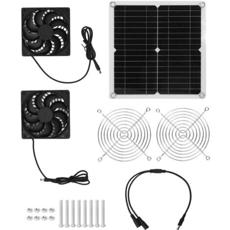 Kit De Ventilateur Solaire 20 W , Ventilateur à énergie Solaire , Ventilateur D'extraction étanche , ventilateur solaire USB panneau solaire serre pour camping-cars serres maisons d'animaux poulailler (1/5)