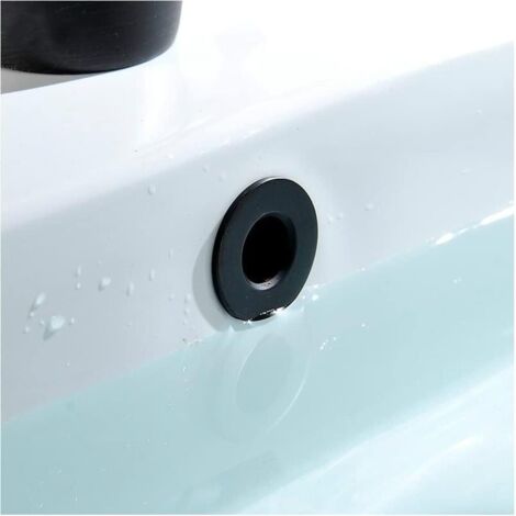 Lot De 2 Anneaux De Trop-plein Noirs - Pour Lavabo Salle De Bain Ou Cuisine - Diamètre 22-24 Mm - Installation Par Pression