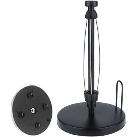Porte-serviettes en papier noir pour comptoir , porte-rouleau d'essuie-tout vertical adapté à la cuisine et à la salle de bain , avec effet d'amortissement , porte-serviettes de cuisine à base lestée  (1/5)