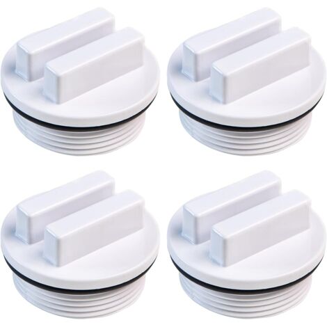 Lot de 4 bouchons de vidange de piscine blancs , bouchons de tuyau de piscine filetés , bouchons d'étanchéité de piscine filetés , tuyau de retour de piscine pour antigel de piscine (1/5)