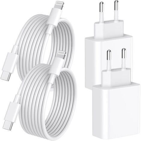 Chargeur Rapide iPhone 14 13 Pro Max , 4-Pack [Certifié MFi] Chargeur Mural USB C PD 20W avec câble de Charge Rapide USB C vers Lightning de 2 mètres Compatible avec iPhone 14 13 12 11 Pro Max XS XR X