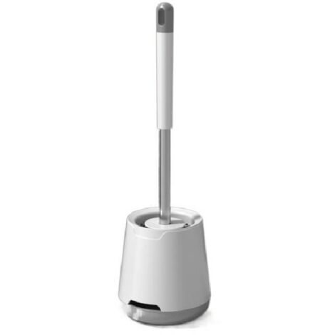 Brosse WC Silicone - Brosse Toilette et Supports , Anti-goutte , Antibactérienne , Balai WC Ventilée , Séchage Rapide sans Odeur , Balayette WC Montage Mural/au Sol , Salle de Bain et WC , Blanc (1/5)