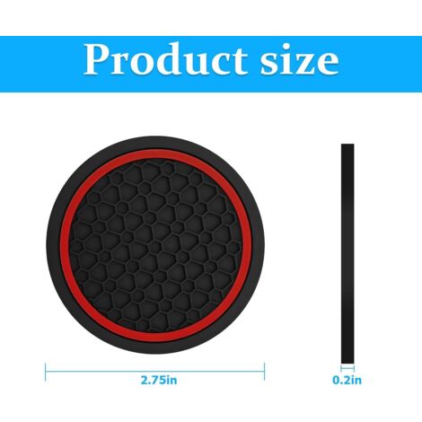 Lot De 2 Dessous De Verre Silicone Antidérapant Pour Voiture – Diamètre 7 Cm, épaisseur 0,5 Cm – Universel, Facile à Nettoyer, Protège Vos Porte-gobelets