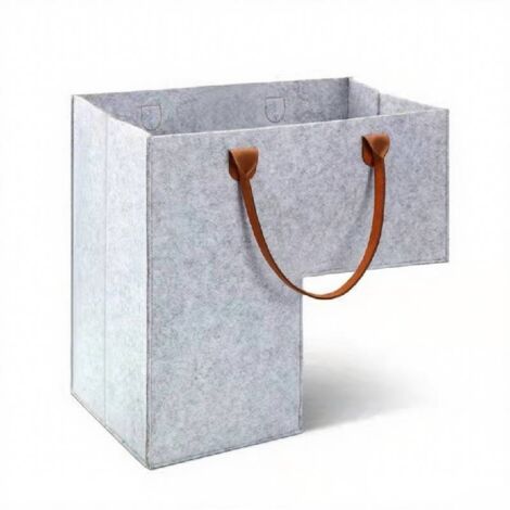 Panier Escalier , Panier D'escalier avec Poignées en Cuir , Panier Rangement en Forme de L , Panier Organisateur D'escalier en Feutre , pour le Linge , les Jouets , les Articles D'ameublement (Gris) (1/4)