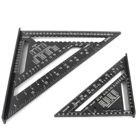 Règle triangulaire en alliage , Equerre Menuisier , Triangle Métal Aluminium Règle Équerre Trusquin Guide Raporteur Angle 45 90 Degres/Outillage Charpentier/Outil Traçage Guidage Menuiserie Bois (1/5)