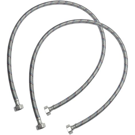 Lot de 2 , Tuyau de raccordement flexible ,1000mm , 1/2" Femelle/Femelle , robinet mitigeur sanitaire cuisine salle de bain plomberie (1/5)