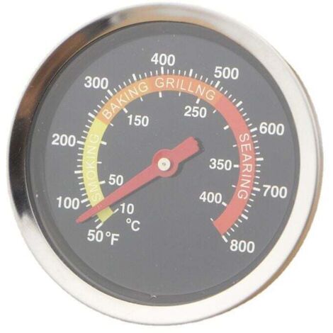 Thermomètre en acier inoxydable pour barbecue, barbecue, fumeur, thermomètre, jauge de température de 10-400°C en acier inoxydable (1/4)