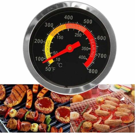 Thermomètre Pour Barbecue 50 ~ 800 ℉ Thermomètre Pour Fumoir En Acier Inoxydable De Qualite Superieure Thermometre Pour Barbecue Jauge De Temperature Pour La Cuisson
