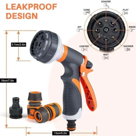 Pistolet Arrosage, Pistolet d'Arrosage Pistolet Arrosoir Jardin Embout Tuyau d'Arrosage pour Arroser Les Plantes ou Les Pelouses, Nettoyer Les Animaux Domestiques, Nettoyer Les Fenêtres (1/4)