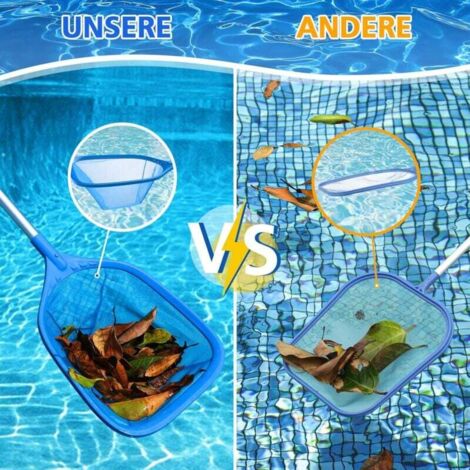 épuisettes de Surface pour Piscine,Filets de Fond de Piscine avec percher Stable en Aluminium de 1,14M, épuisette 13cm de Profonde avec percher 4 pièces pour Piscine, Spa, Source Chaude (1/4)