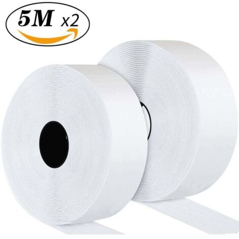 Rubans Adhésifs 5 Mètre 50 mm, Bande Agrippantes Adhésives, Bande Adhésives (50 mm x 5 m, Blanc) (1/4)