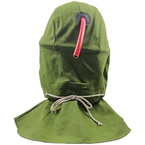 Cloche de sablage, écharpe de sablage, masque anti-vent, anti-sablage, outils de protection contre la poussière, masque facial, toile verte + casque de protection (1/4)
