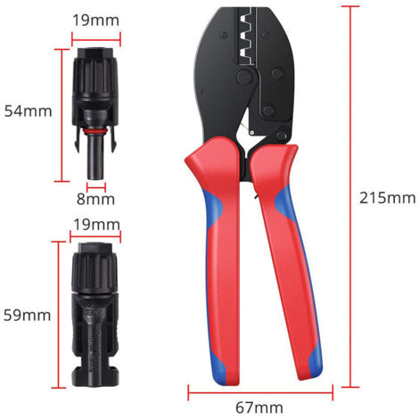 Outils de Sertissage Solaires MC3 MC4 pour Câble PV de Panneau Solaire 2.5/4.0/6.0mm²+20pcs MC4 Mâle Connecteur Câble de Panneau Solaire Femelle+1paire Connecteur de Solaire MC4 Outil de Clé (1/4)