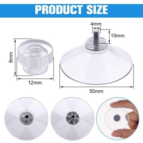 Ventouse a visser, 12 Pièces 50mm Ventouses Transparentes avec Filetage, Extra Fortes PVC Plastique Suspension Rideau Isolant Ventouse pour Camping Car, Fenêtre, Salle de Bain, Van