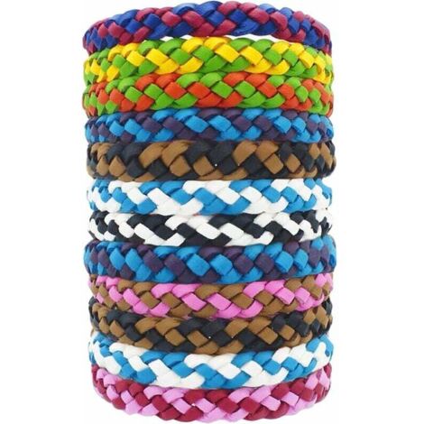 12Pcs Bracelet Anti Moustique Enfant Adulte, Ultrasons Anti-Moustiques Wristband, À Base D'huile Végétale Pure Naturelle, Très Approprié pour Les Activités en Plein Air Les Enfants (A) (1/5)