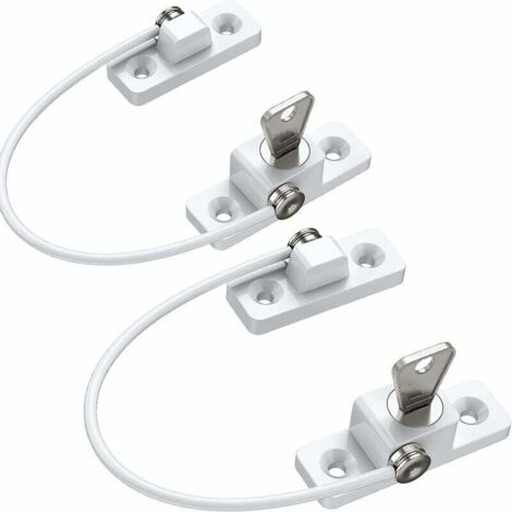 Sécurité Fenêtre Enfant,2pcs Protection Fenetre Enfant en Alliage de Zinc Bloque Fenetre Securite Enfant PVC avec Vis et Clés, parfaits pour Portes Fenêtres-Blanc (1/5)
