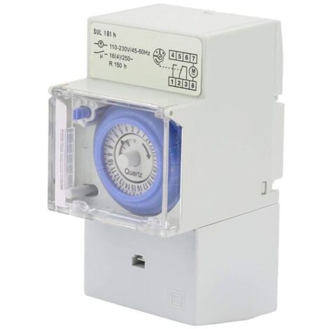 Horloge Modulaire, 110-230V SUL181H Interrupteur à Minuterie, Horloge Modulaire pour Chauffe Eau, Minuterie Mécanique Étanche Programmable 24H, pour éclairage équipement électrique de Domestique