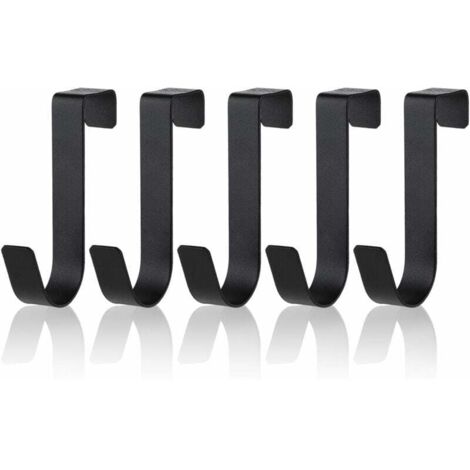 Sunxury – Lot de 5 crochets à serviettes en acier inoxydable noir mat – Résistant à l'eau – Installation sans outil – Pour portes de douche jusqu'à 2,1 cm