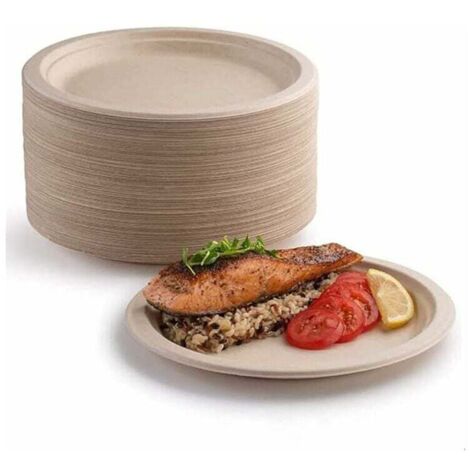 Sunxury – Lot de 100 assiettes en carton biodégradables 17,8 cm – Super rigides et compostables – Résistantes pour pique-niques et barbecues
